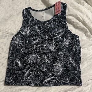 NWT Black & White Floral Balance Collection Workout Top